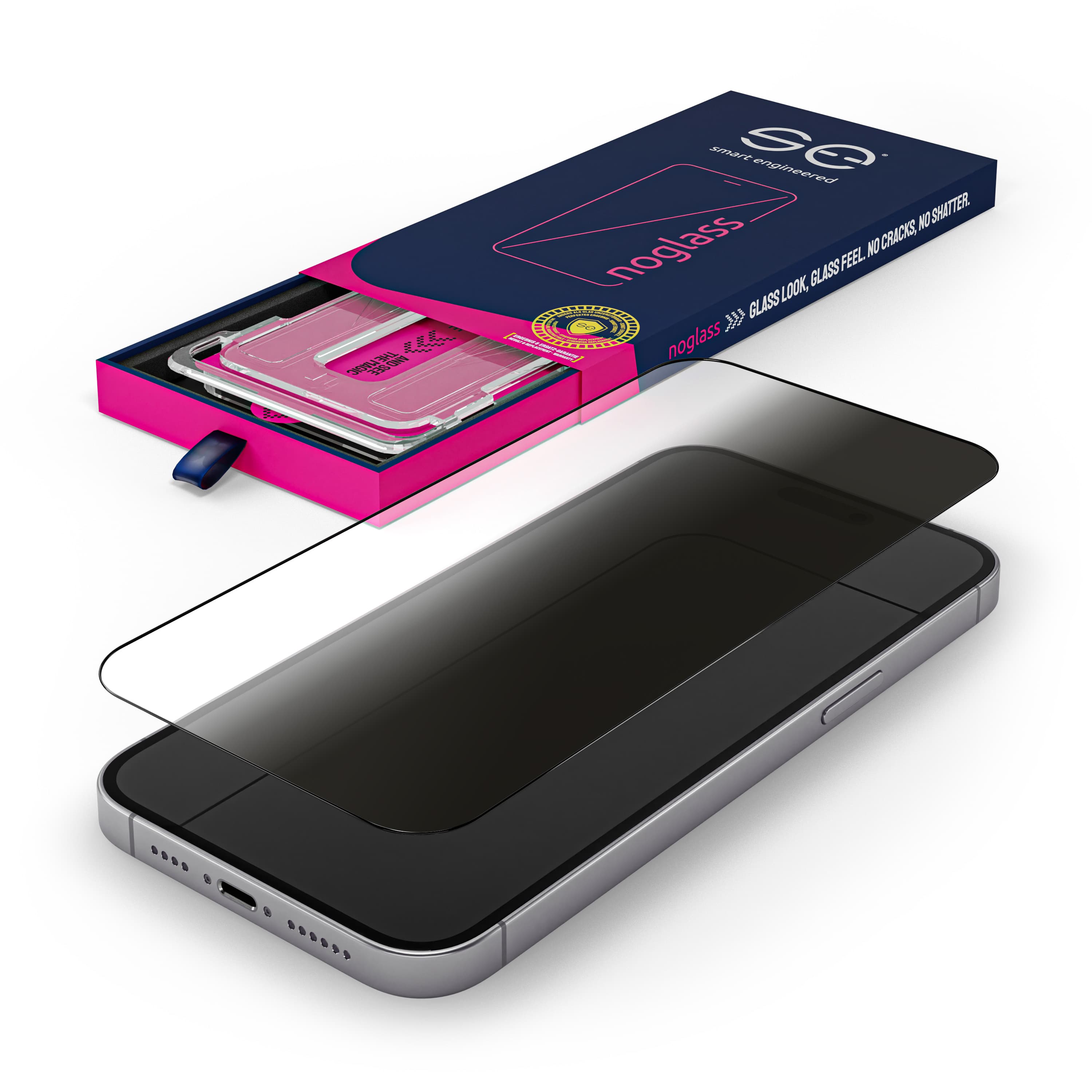 smart engineered se noglass Displayschutzfolie für iPhone 18 Pro Max – Privacy (Blickschutz), stoßfest & bruchfest, Flexible Polymerfolie mit Hartbeschichtung, Kratzfest & langlebig