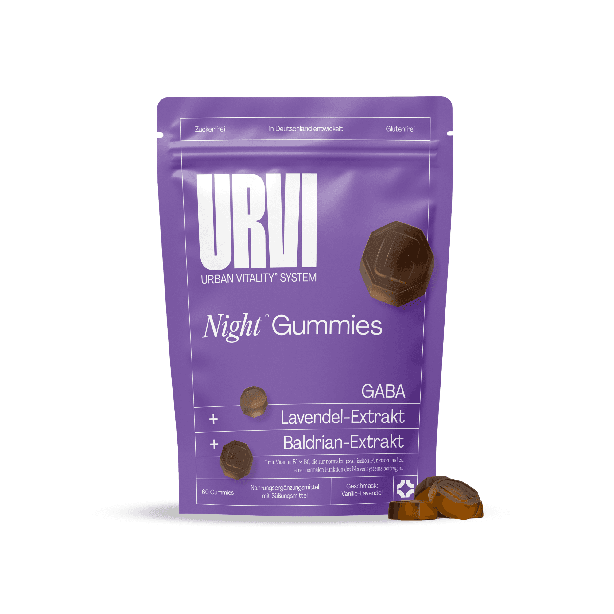 URVI® Night Gummies – GABA, Lavendel & Baldrian